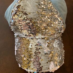 Sequin light denim Velcro back hat